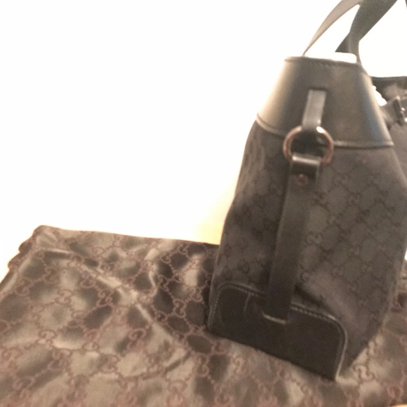 Gucci GG Monogram Canvas w/Leather Trim Tote - Picture 2 of 7